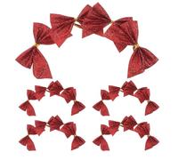GOOHOCHY 36 Piezas Lazos Decorativos para Árbol de Navidad Purpurina Roja 5 CM, 36 Unidades, Adornos Festivos para Manualidades, Decoración de Fiestas y Bolsas de Golosinas