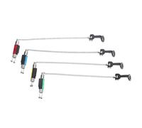GOOHOCHY 4 Indicadores de Picada para Pesca de Carpas sin Luz Alarma de Pesca Oscilante Cadena Flexible Adaptadores Rápidos Resistente Intemperie Colores Rojo Verde Azul y Amarillo