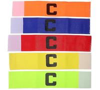 GOOHOCHY 5 Piezas Brazaletes de Capitán de Fútbol Elásticos con Adhesivo C Ajustable para Equipos Deportivos Colores Brillantes Amarillo Rojo Azul Naranja Verde para Unificación de Equipo