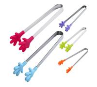 GOOHOCHY 5 Pinzas Pequeñas de Silicona y Acero Inoxidable y Actividades al Aire Libre Ideales para Ensaladas Forma de Mano Multipropósito, Antideslizantes para Alimentos