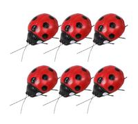 GOOHOCHY 6 Piezas Miniatura de Mariquita Imán, Arcilla Roja Decorativa | Modelado Realista, Superficie Lisa y Detalles Delicados, para Micro Paisajes, Hogar y Nevera