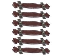 GOOHOCHY 6 Tiradores de Cuero Rojo Marrón para Gabinetes y Cajones, 6 Piezas, 96 Mm, Perillas Fáciles, Tiradores para Puertas de Cocina y Muebles, Uso Doméstico y Decoración Moderna