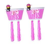 GOOHOCHY 8 Piezas Accesorios para Bicicletas Infantiles con Cesta Rosa Tejida Campanas de Colores Aleatorios y Serpentinas Decoración Resistente y Funcional Color Aleatorio