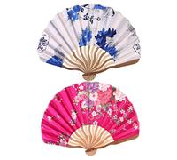 GOOHOCHY Abanicos Plegables Japoneses De Adorno 2 Piezas Tamaño Pequeño Rosa y Azul Cian Para Mujer Obsequio Decoración Hogar Accesorio Para Fotografía