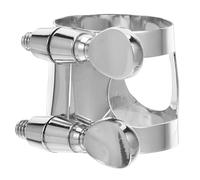 GOOHOCHY Abrazadera para Clarinete Agudo Bemol Niquelada Doble Tornillo, Ligadura Ajustable Plateada Compatible Boquilla, Accesorio para Instrumentos Musicales de Viento y Madera