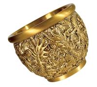 GOOHOCHY Adornos Cilíndricos con Diseño de Dragón Cuenco Decorativo para El Hogar Cuenco de Latón Centro de Mesa Feng Shui Buena Suerte