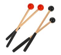 GOOHOCHY Baquetas De De Lengua 2 Pares, Mazos De Percusión De Madera y Caucho, Tamaño Estándar, Colores Rojo y Negro, Instrumento Musical Para Práctica y Actuaciones