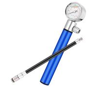GOOHOCHY Bomba de Aire para Bicicleta y Balones, Manual, Aluminio, con Manómetro, Color Azul, Portátil y Compacta, Inflador para Baloncesto, Voleibol y Fitness, Accesorio Deportivo