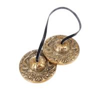 GOOHOCHY Campana de Platillo Tibetano de Latón Puro Pequeño, Instrumento de Percusión Manual Diseño Dobles Dragones para Ceremonias Religiosas y Meditación Yoga, Ligera y Portátil