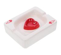 GOOHOCHY Cenicero de Cerámica Varios Estilos para Escritorio Diseño de Póker y Color Blanco Base Plana Adorno Creativo Hogar y Oficina