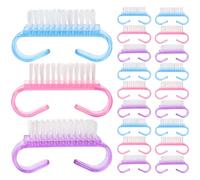 GOOHOCHY Cepillo de Limpieza de Uñas de Plástico, Fácil de Sujetar, para Eliminar Polvo en Manicura y Nail Art, 21 Piezas