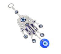 GOOHOCHY Colgante Mano de Fátima Azul con Ojo Turco Amuleto Decorativo Ligero para Pared y Puerta Protección y Suerte para Hogar y Oficina