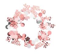 GOOHOCHY Confeti Rosa para Decoración de Cumpleaños 50 Años, Plástico Ligero Efecto Brillante, Formas Redondas Hoja, Adecuado para Centros Comunitarios de Hotel