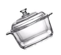 GOOHOCHY Cuenco de Vidrio Grueso Transparente 1l Resistente a Grietas con Tapa para Horno y Buffet Diseño Cristal Claro para Almacenar Sopa