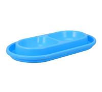 GOOHOCHY Cuencos para Mascotas, Plato Doble para Gatos y Perros pequeños, de PP Azul, a Prueba de Hormigas, para Exteriores y alimentación simultánea
