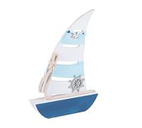 GOOHOCHY Decoración de Madera Mediterránea con Modelo de Barco Marinero Ornamento Artesanal Sólido para Hogar y Oficina Decoración Náutica Azul de Altura