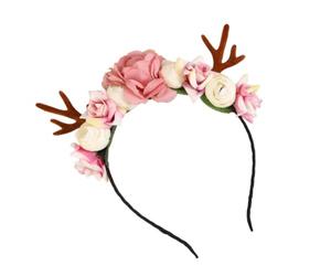 GOOHOCHY Diadema Navideña Cuernos de Reno de Tela, Buena Elasticidad, Diseño Creativo y Adorable para Disfraces y Obras Escolares