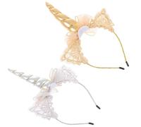 GOOHOCHY Diademas Unicornio para 2 Piezas de Tela Diseño Creativo para Fiestas de Cosplay y Actuaciones en Escenario, Accesorio Encantador y Chic para Pelo