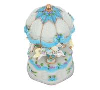 GOOHOCHY estatuilla Musical de Caballo Vintage tiovivo Musical para niñas tiovivo Giratorio con Luces para Mesa navideña Birthday Presents Blue