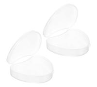GOOHOCHY Estuche para Dentaduras Postizas Corazón Transparente 2 Pcs, Soporte Plástico Compacto, Portátil y Seguro para Almacenamiento Doméstico y Viajes, Caja Contenedora Ligera y Prótesis