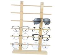 GOOHOCHY Expositor Caqui de Madera, Doble Nivel de Sol Gafas de 12 Pares | Decoración Verano, Soporte de Exhibición para Presbicia, 1 Pieza Portátil