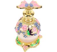 GOOHOCHY Frasco de Perfume Decorativo de Vidrio de 15 Ml Botella Vacía para Aceites Esenciales y Esencia Diseño Floral Púrpura Frasco Portátil para Aromaterapia y Almacenamiento en