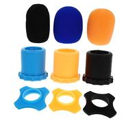 GOOHOCHY Funda Protectora Para Micrófono Inalámbrico, Set 3 Fundas Antiexplosión De Espuma Gruesa, Colores Surtidos Negro, Azul y Naranja, Cubierta Antideslizante Para Proteger Del Polvo y Golpes