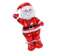 GOOHOCHY Globo de Película de Aluminio Rojo Grande Diseño Reutilizable y Fácil de Montar de Papá Noel Adecuado para Reuniones Familiares y Fiestas Navideñas