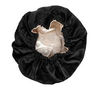 GOOHOCHY Gorro de Satén Negro de Doble Capa para Dormir Ajuste Invisible para Mantener el Cabello Entero y Sedoso en Mujeres