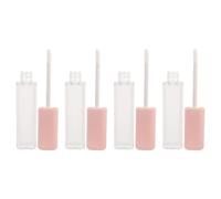 GOOHOCHY Juego de 4 Tubos de Brillo Labial Rosa de 6ml Cepillo, Envases Plásticos Cuadrados Seguros y Reutilizables para Maquillaje y Cuidado Labial