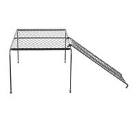 GOOHOCHY Juego de Plataforma Fuerte y Estable para Gallinero de Hierro Negro con Diseño Hueco y Escalera para Ejercicio de Mascotas y Aves Pequeñas