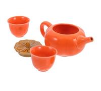 GOOHOCHY Juego de Té de Cerámica Forma de Caqui, Set de 3 Piezas para Viaje y Uso Doméstico, Fácil de Limpiar Base Estable