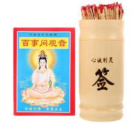 GOOHOCHY Juego de Varillas de Adivinación Budista Chinas con Cubo de Bambú Blanco y Libro 100 Varillas Fortuna para Predecir la Suerte Kit Completo para Templos y Uso Familiar