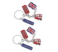 GOOHOCHY Llavero de Londres 2piezas Diseño Británico Elegante en Aleación de Zinc, Accesorio de Viaje Ligero para Decorar Llaves en Viajes de Negocios y Uso Diario