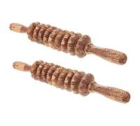 GOOHOCHY Masajeador De Rodillos Abdominales Multiusos 2 Piezas De Madera 9 y 7 Ruedas Para Masaje Corporal Relajante Casa y Yoga Para Uso Portátil