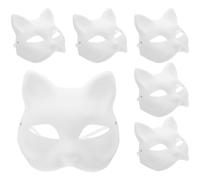 GOOHOCHY Máscara de Gato DIY de Papel sin Pintar, 5 Piezas para Fiestas Navideñas y Actividades Creativas