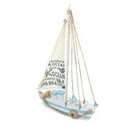 GOOHOCHY Modelo de Barco de Vela de Madera con Luces LED Decoración Mediterránea de Mesa para Sala Baño y Fiesta Adorno Marinero Artesanal Pequeño
