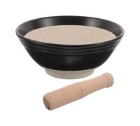 GOOHOCHY Mortero de Cerámica y Madera para Triturar Ajo y Frutas para Cocina Estilo Japonés Multiusos Diseño Elegante Adecuado para Uso Cocina