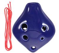 GOOHOCHY Ocarina de Cerámica de 6 Agujeros para Principiantes Mini Instrumento Musical Portátil Tono C Color Azul Intenso Adecuado Adultos Incluye Partitura y Cordón para Colgar