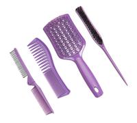 GOOHOCHY Peine para cortar el pelo, peine de seguridad para el cabello, 4 piezas, púrpura, antiestático, para hombres y mujeres, para teñido y peinado