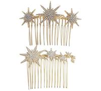 GOOHOCHY Peinetas Laterales de Metal Gemas de Imitación para Mujer Set 2 Piezas Doradas Accesorios Cabello en Bodas y Eventos Tocados Elegantes para Niña y Mujer