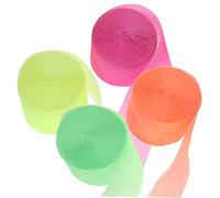 GOOHOCHY Streamers De Papel Crepé Fluorescentes Glow in the Dark Para Decoración Fiesta Cumpleaños Festival 4 Rollos 2.44X2.44X1.77In Para Techo Ventana Jardín