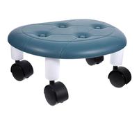 GOOHOCHY Taburete Pequeño con Ruedas y Rotación 360°, Asiento Cómodo | Pp y Aleación de Aluminio, Diseño Multifunción, Uso en Baño y Oficina, Color Azul