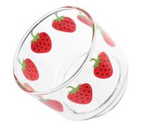 GOOHOCHY Taza de Vidrio Diseño de Fresa de 400ml, Conveniente para Bebidas Frías y Calientes, Adecuado para Desayuno en Cafeterías y Tiendas de Postres