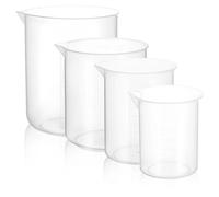 GOOHOCHY Tazas Medidoras 250ml Juego de 4 de Plástico Transparente 50ml 500ml 1000ml para Medir Ingredientes Fáciles de Limpiar y Flexibles y Equipo Experimental