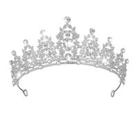 GOOHOCHY Tiara de Princesa Plateada Gemas de Imitación Adorno Nupcial Ligero para Bodas Diadema de Cumpleaños Brillante y Accesorio para el Cabello de Fiesta