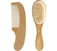 GOOHOCHY y Peine de Madera para Ñiño Recién Nacido Conjunto de Cepillo de Lana Ligero Mango Ergonómico Adecuado Cuidado del Cabello Hogar