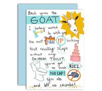 Gooji Skibidi Toilet - Divertida tarjeta de cumpleaños de 5 x 7 pulgadas para todas las edades, tema de fuego y cabra para hija, joven, adolescente, mejor amiga, humor perfecto de la generación Z para