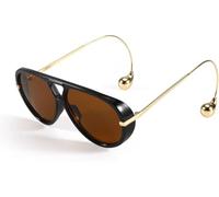 Goolecrimp Gafas de sol de gran tamaño para hombre y mujer con pendientes estilo retro moderno 2025 gafas de sol de doble haz con montura grande (Color 3,Talla única)