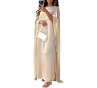 Goolecrimp Mujeres túnica Musulmana Musulmana Elegante Fluye Moda Ropa de oración Abaya Suelta Cómodo Estética Vestido islámico Oriente Medio Ramadán oración túnica (Beige,S)